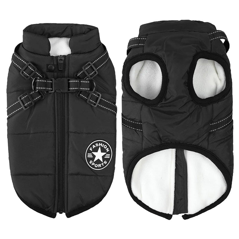 Waterproof Winter Jacket with Built-in Harness For Dogs