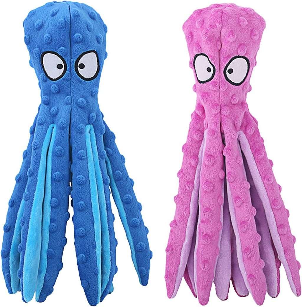 4 Pack No Stuffing Octopus Squeaky Dog Toys