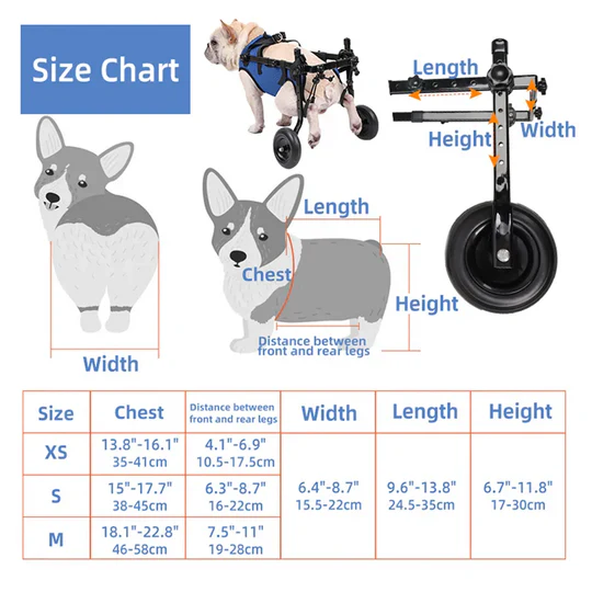 Adjustable Dog Wheelchair for Injured and Disabled Dogs Lightweight & Vet-Approved