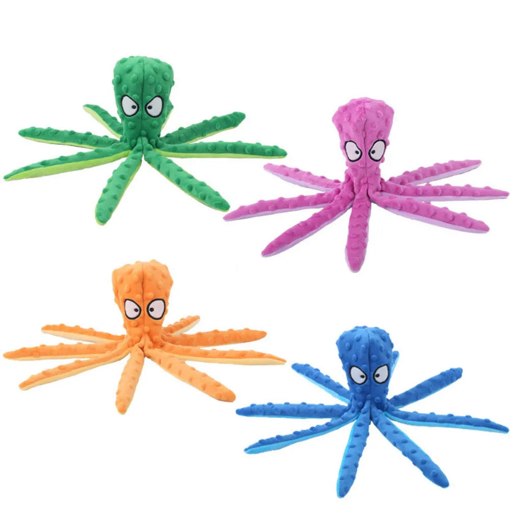 4 Pack No Stuffing Octopus Squeaky Dog Toys