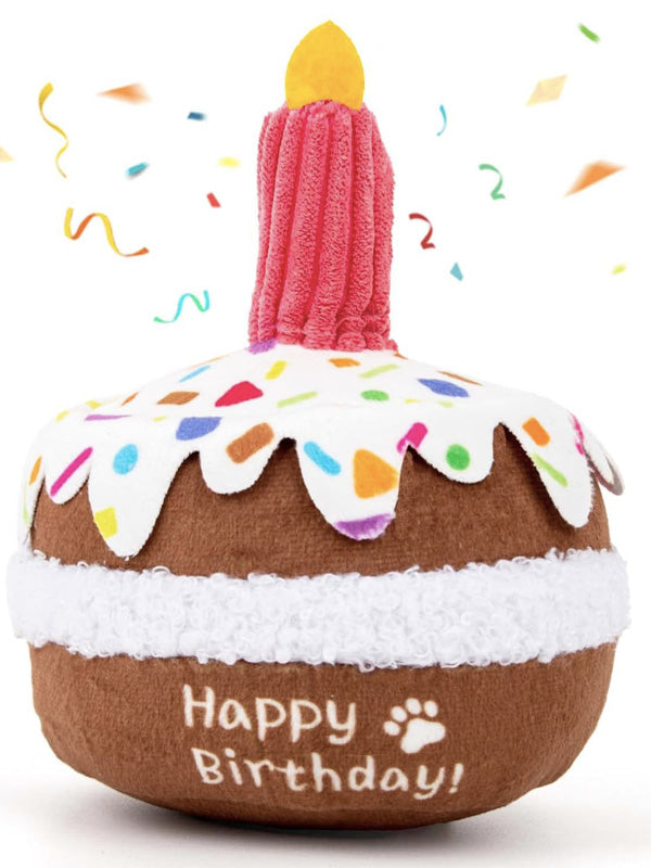 Dog Birthday Toy, Birthday Cake Toys for Puppy Gifts, Squeaky Plush Dog Toys
