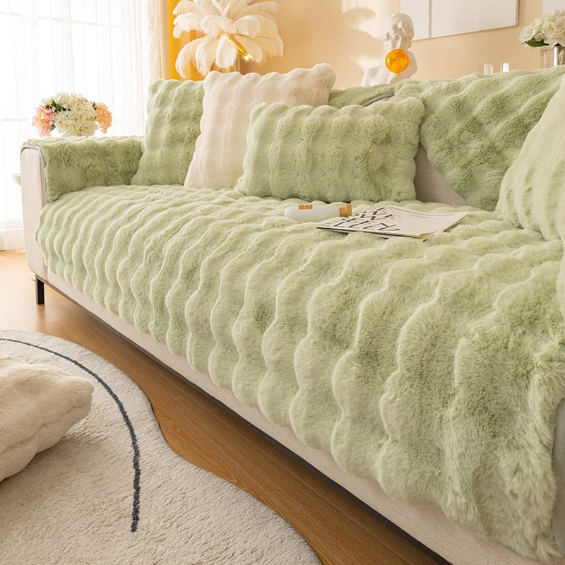 Cosy Plush Solid Colour Non-slip Sofa Cover for Dogs