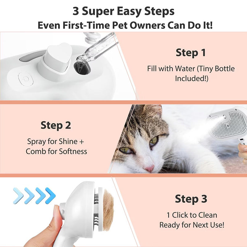 Self Cleaning Dog & Cat Hair Steam Brush