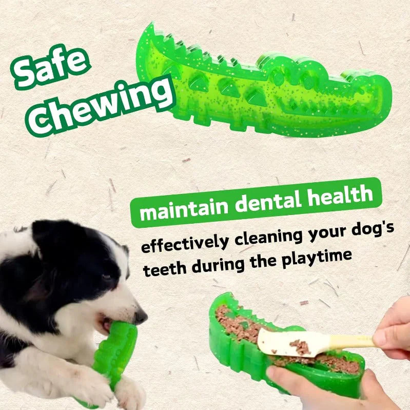 Slow-Feed Chew & Fetch Crocodile Dog Toy
