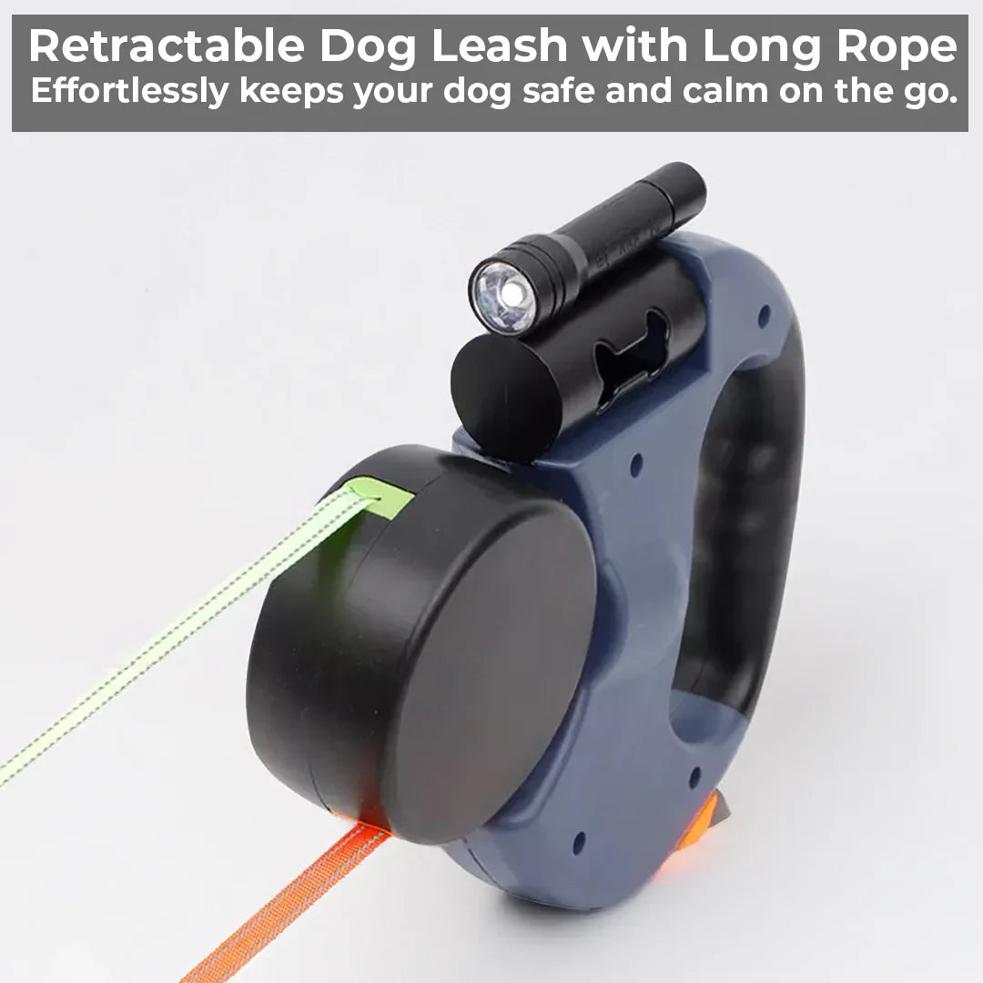 Double TangleFree Dog Leash with Light, Waste Bag Holder & 360° Swivel for Two Dogs