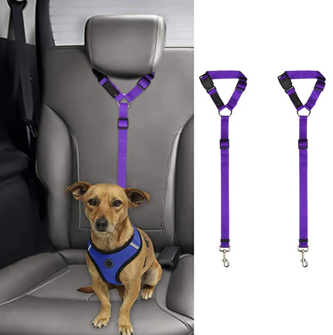 2 Pack Headrest Dog Car Seat Belt