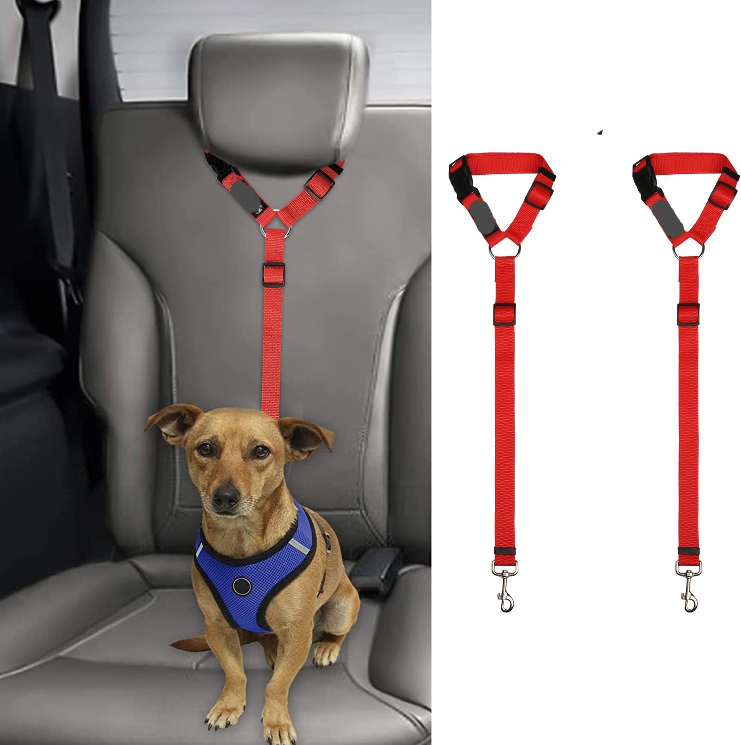 2 Pack Headrest Dog Car Seat Belt