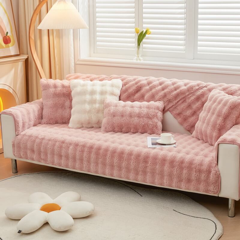 Cosy Plush Solid Colour Non-slip Sofa Cover for Dogs